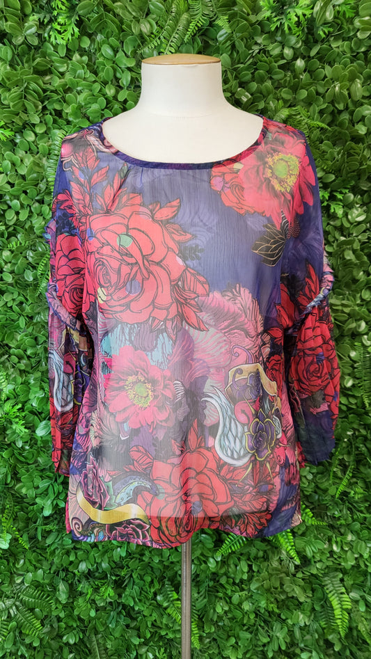 Annah Stretton Floral/Wing Pleat Sleeve Top (10)