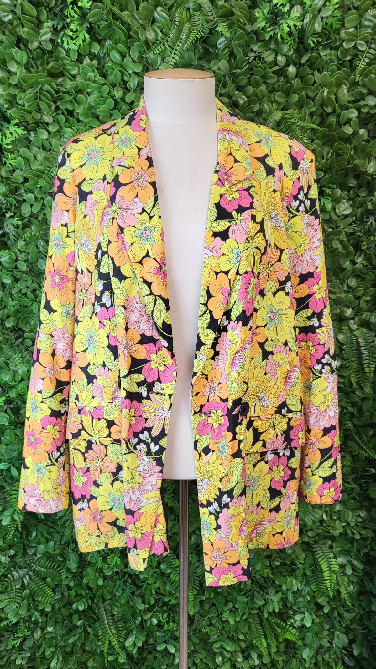 Sass Retro Print Linen Blend Blazer (14)