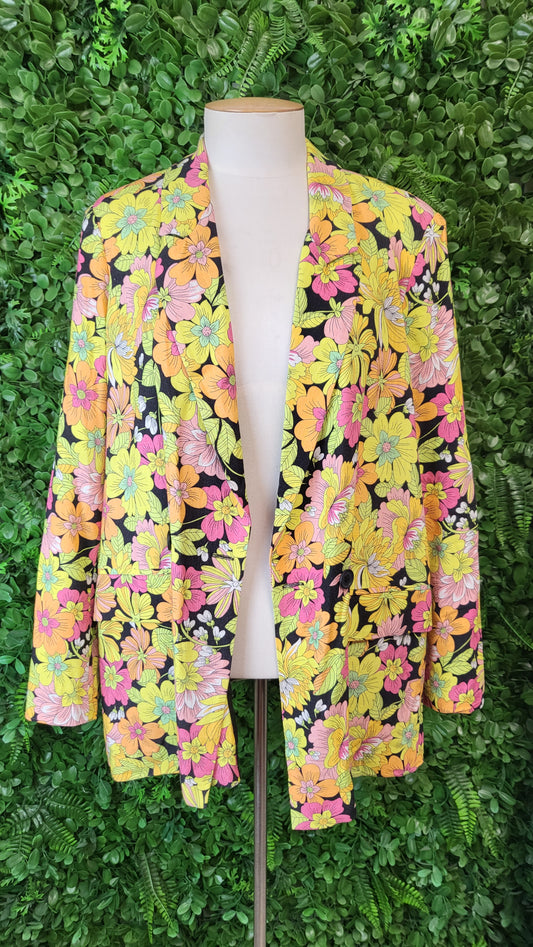 Sass Retro Print Linen Blend Blazer (14)