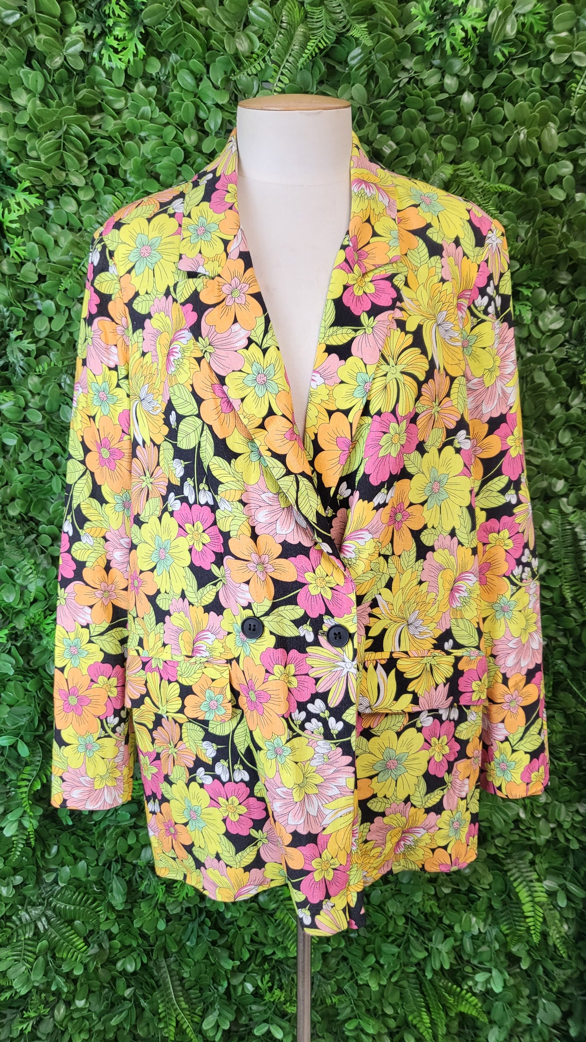 Sass Retro Print Linen Blend Blazer (14)