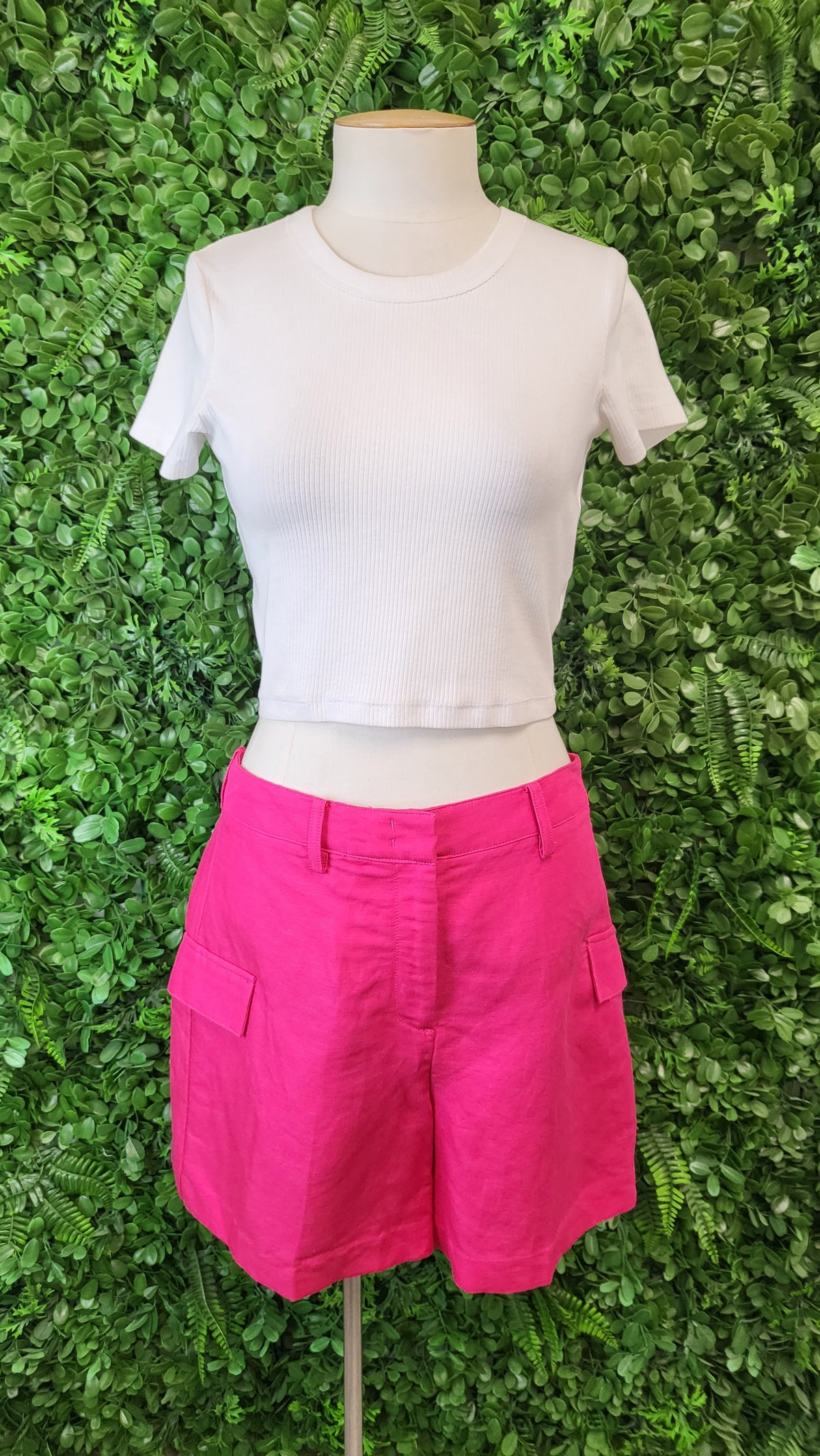 Witchery Fushia Pink Linen Blend Shorts (10)