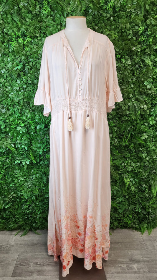 Salty Crush Peach Hem Print Dress (18-20)