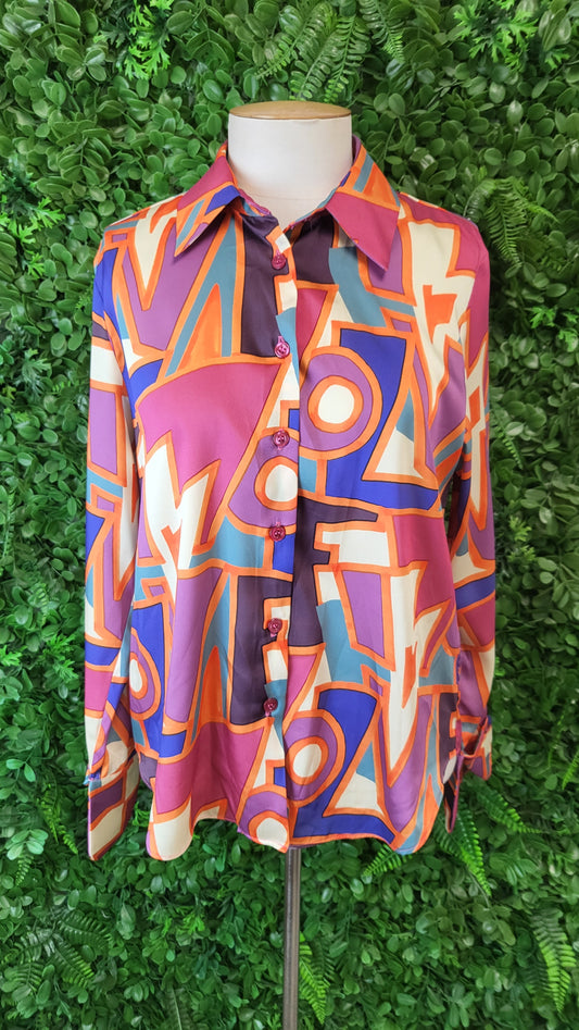 Zara Retro Print Sateen Shirt (10)