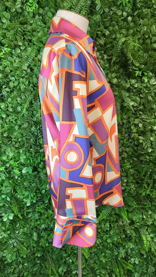 Zara Retro Print Sateen Shirt (10)