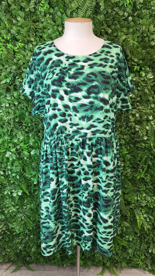 LPD Green Print Mini Dress (12-14)