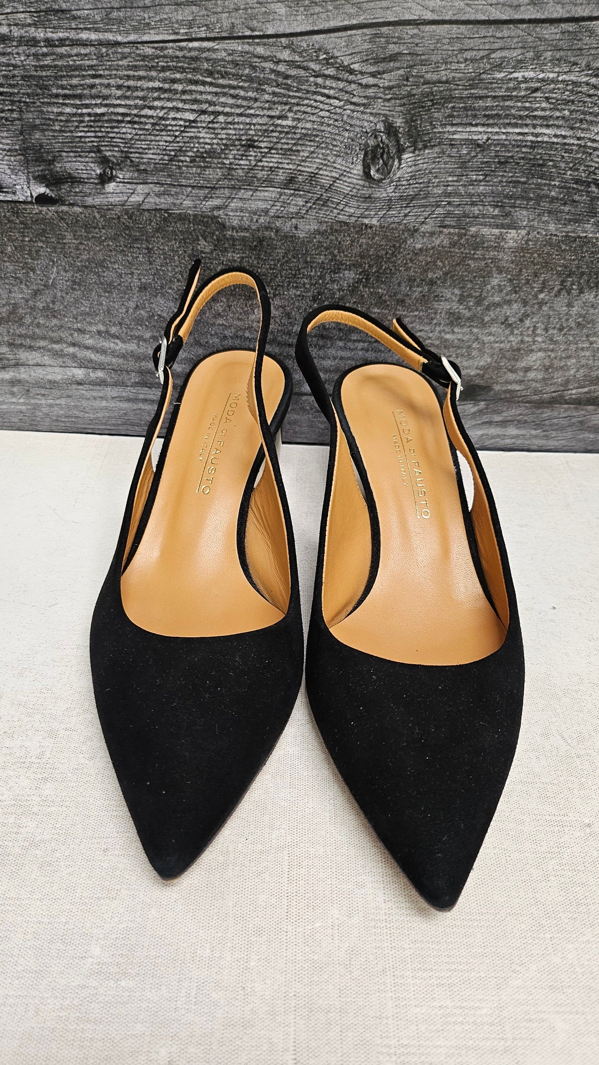 Moda di Fausto Black Suede Slingback (40)