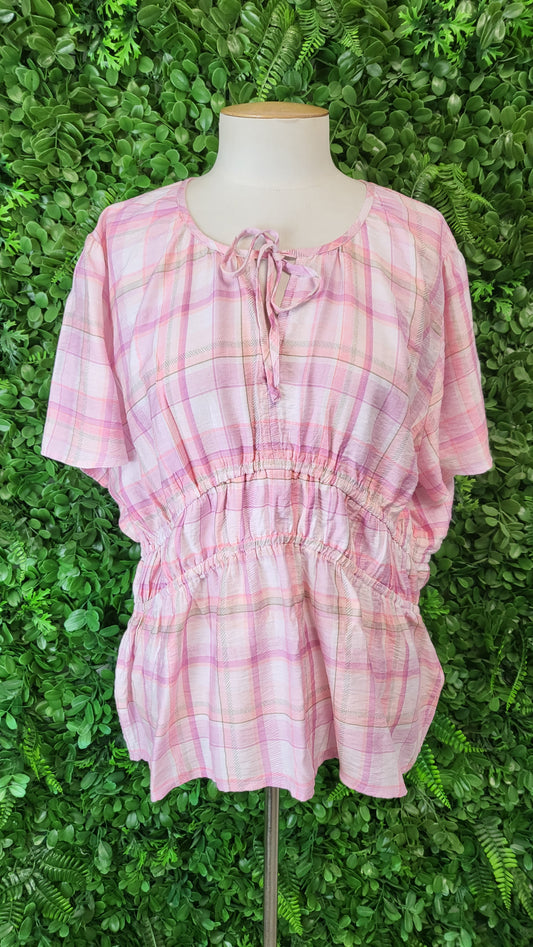 Shine On Label Pink Check Top (16)