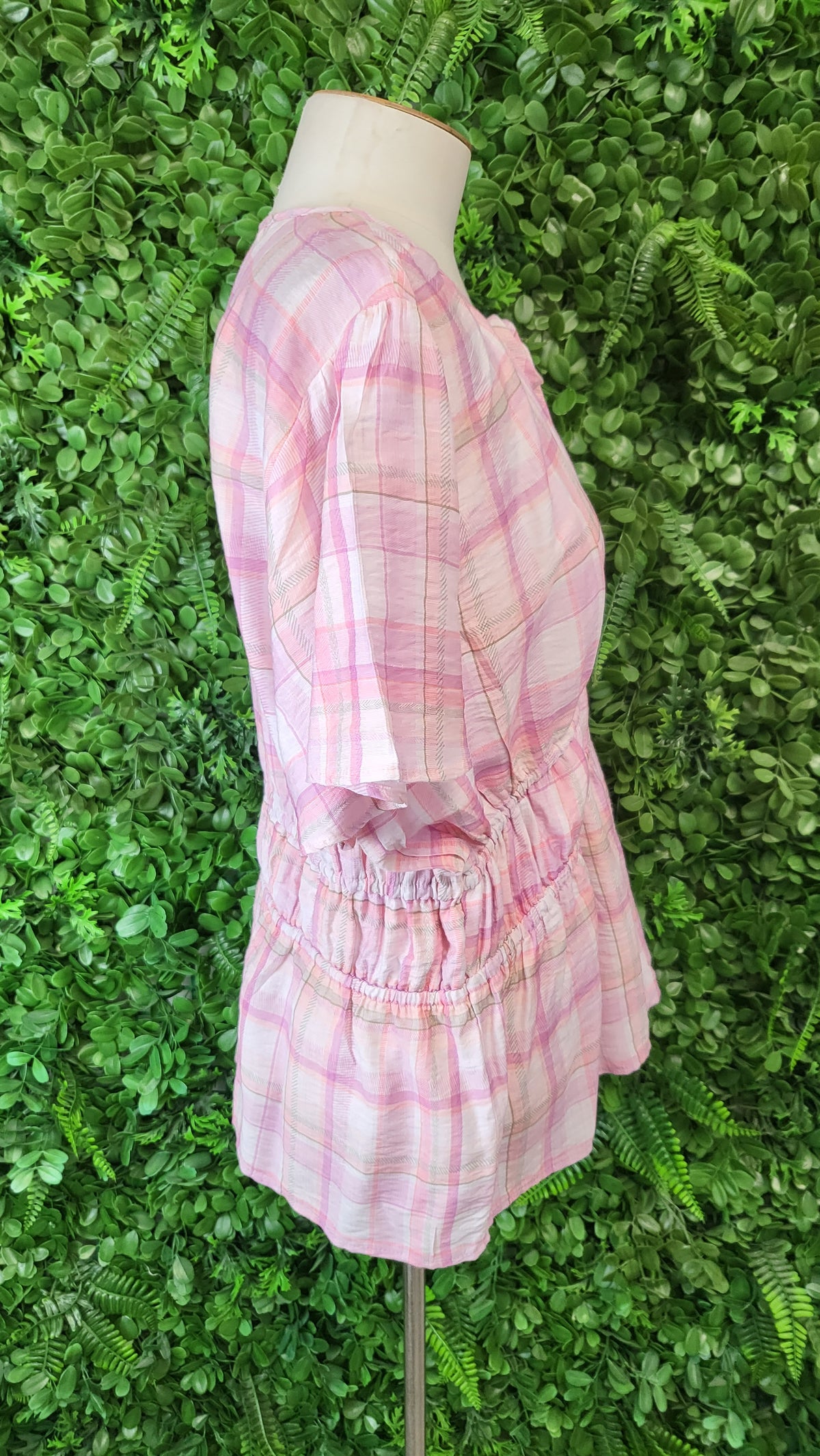 Shine On Label Pink Check Top (16)