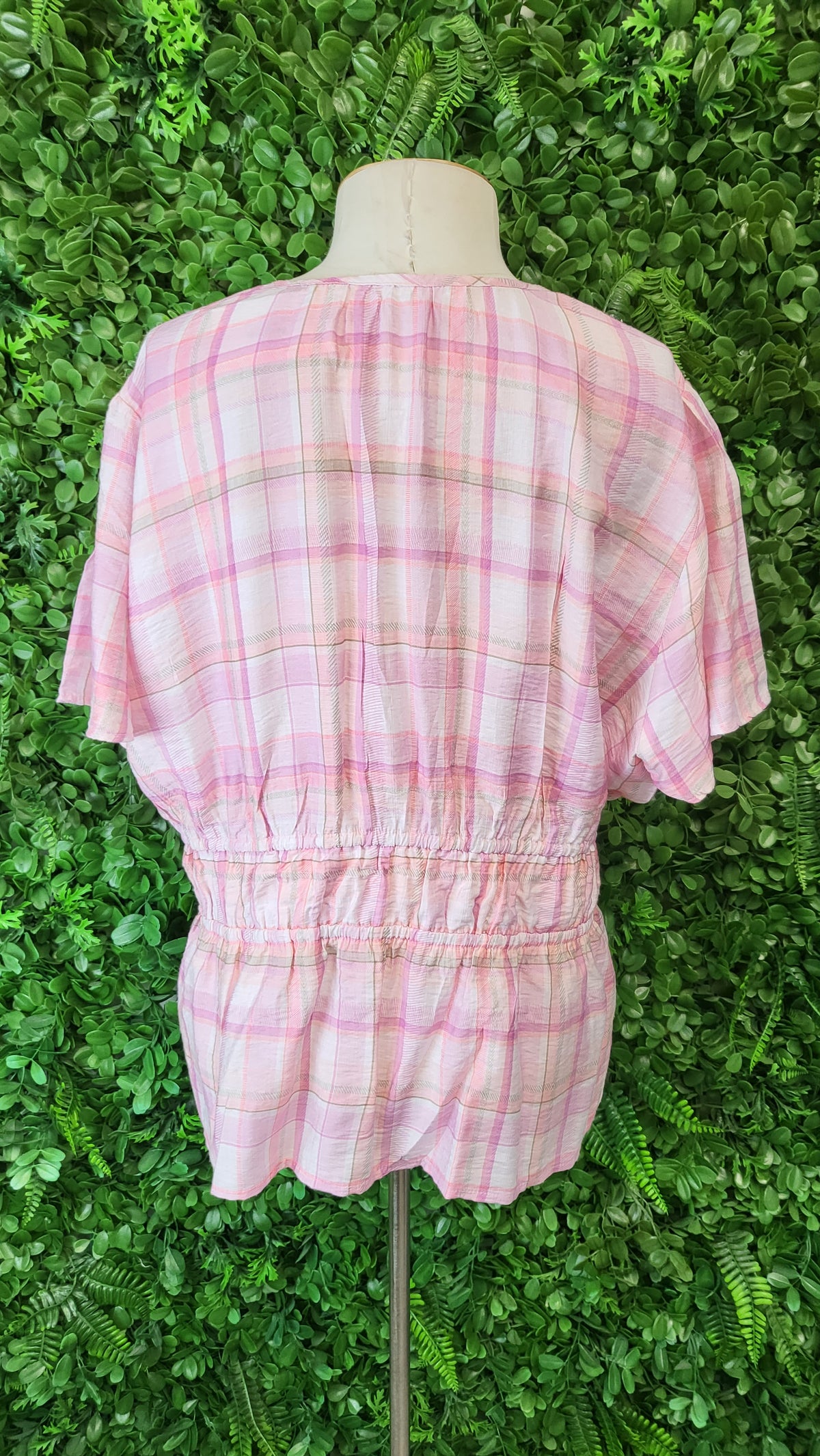 Shine On Label Pink Check Top (16)