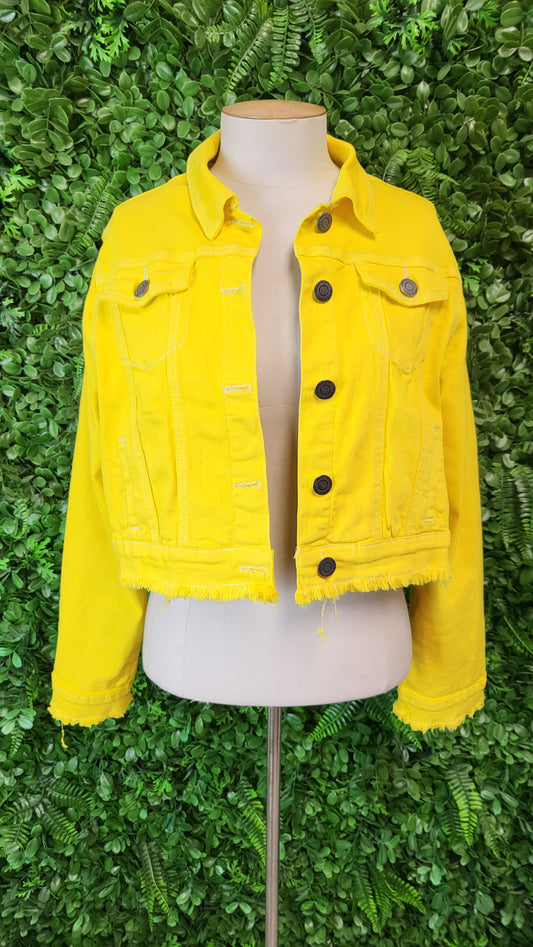 Proud Poppy Yellow Crop Denim Jacket (14)