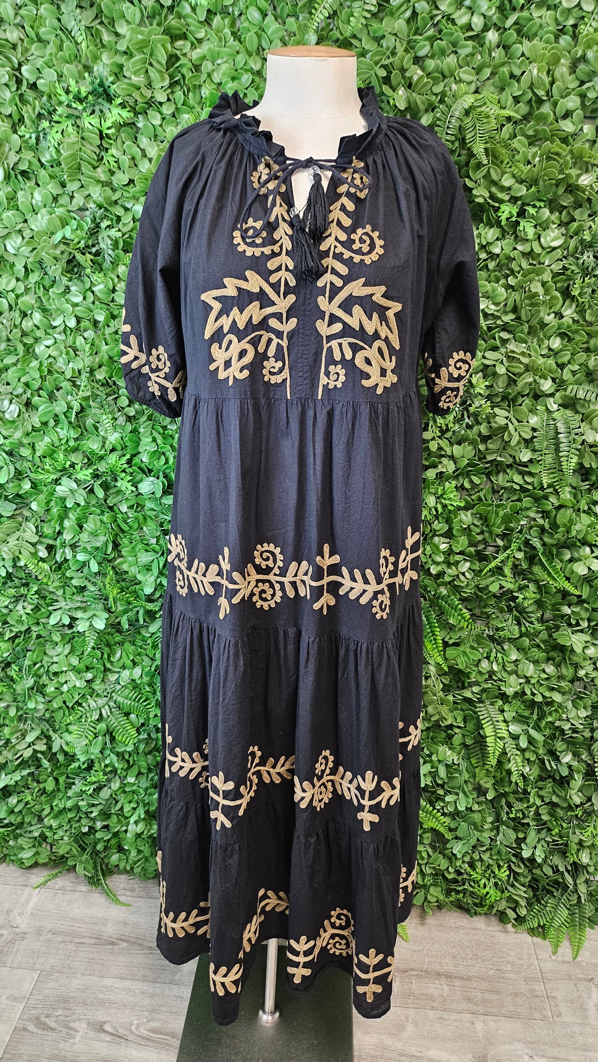 I Am Pylgrim Black Embroidery Dress (10-12)