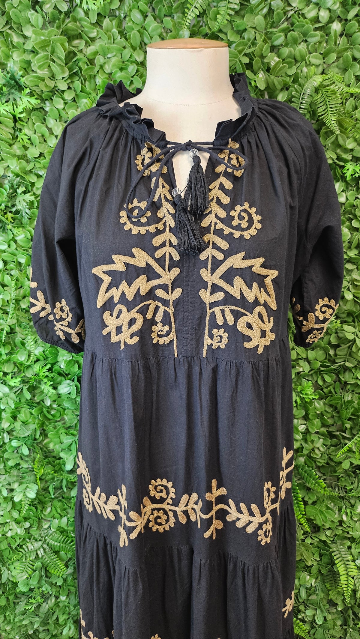 I Am Pylgrim Black Embroidery Dress (10-12)