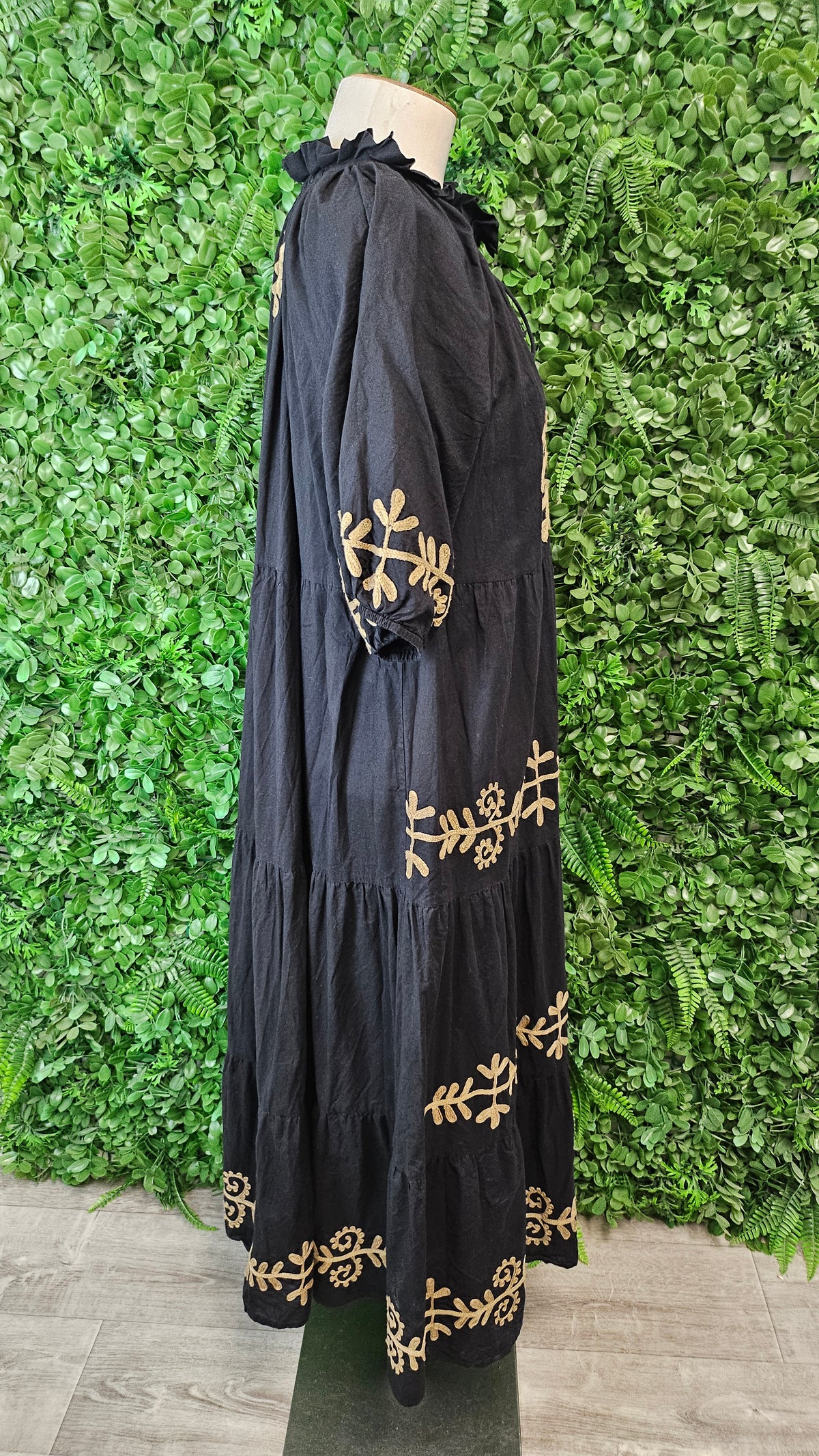 I Am Pylgrim Black Embroidery Dress (10-12)