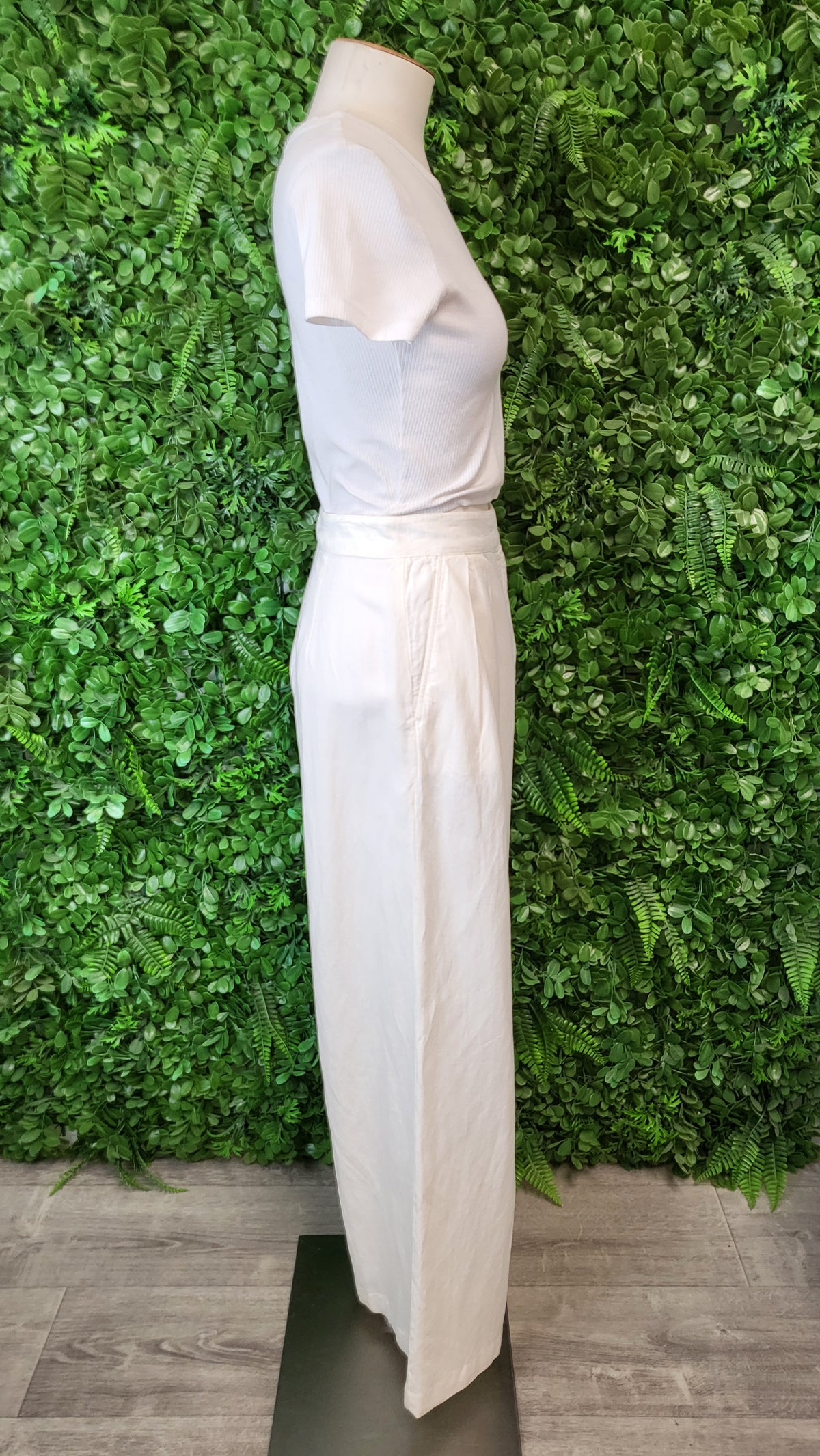 Massimmo Dutti Cream Wide Leg Dress Pant (8)