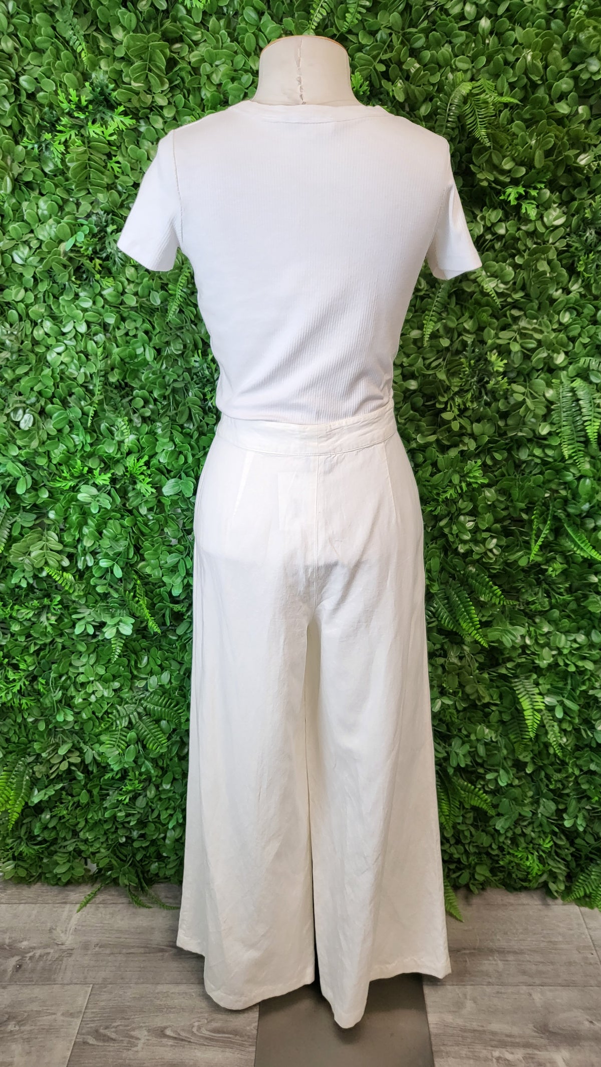 Massimmo Dutti Cream Wide Leg Dress Pant (8)