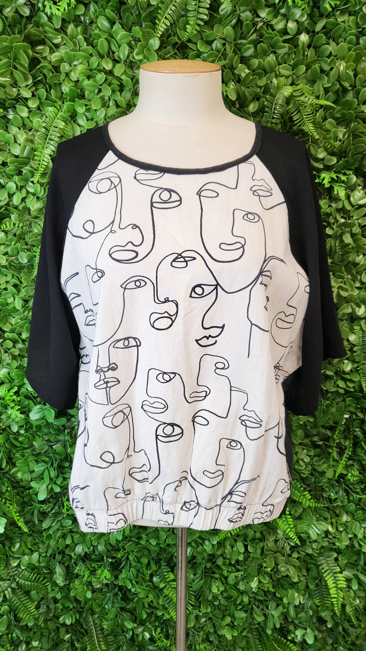 Wadzee Black/White Linen Print Top (10)