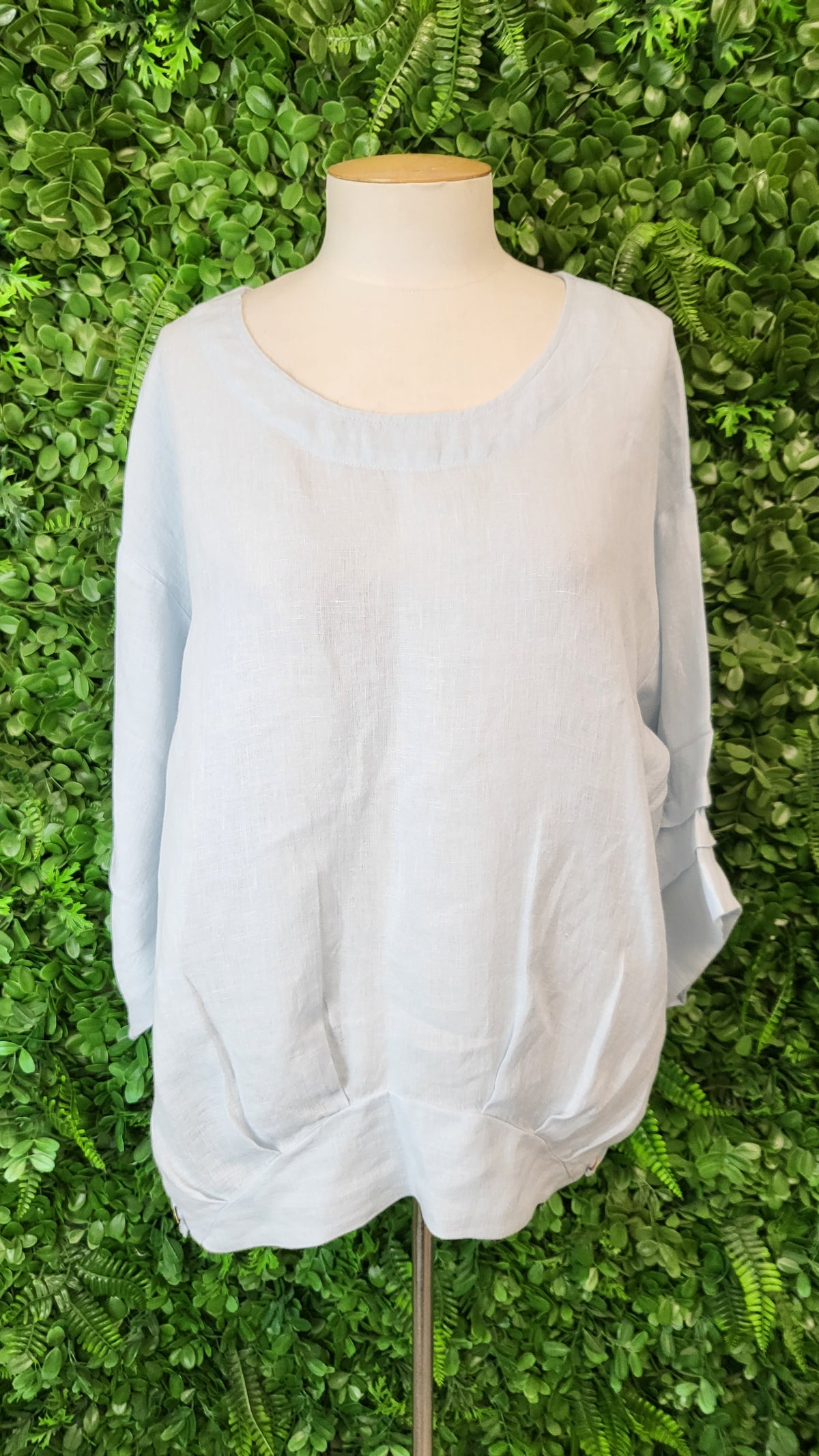 Smile Clothing Blue Linen Top (OSFM)