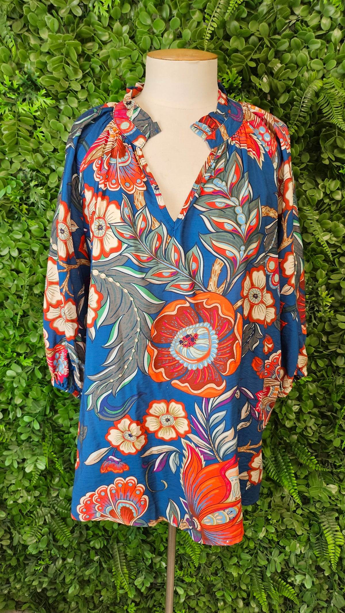 Sunday Boho Print Linen Blend Top (14-16)