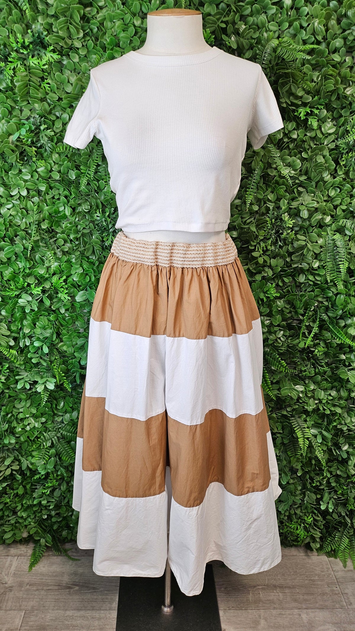 Trelise Cooper Tan/White Stripe Dream Skirt