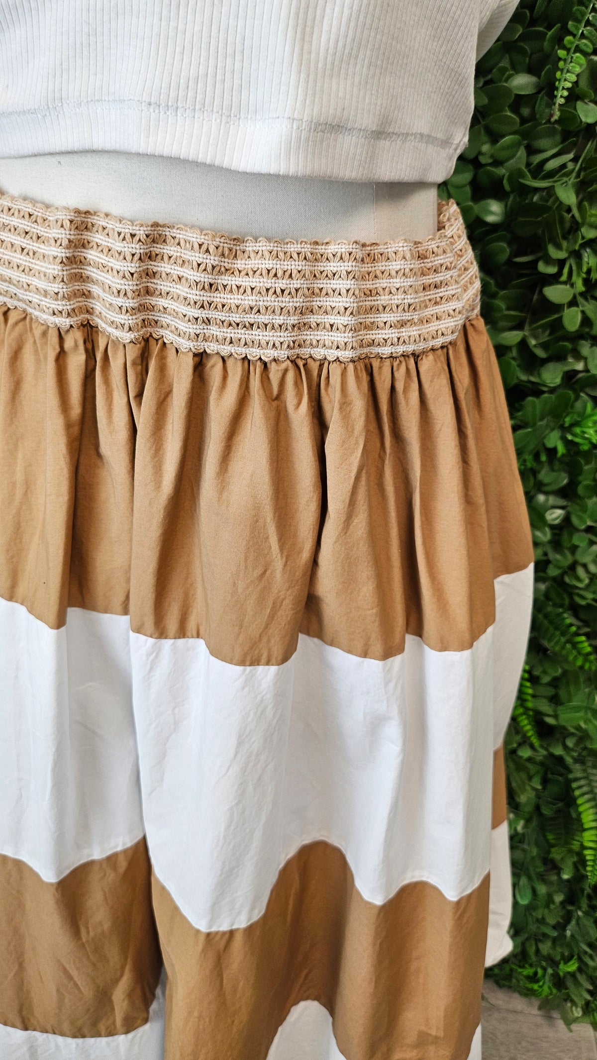 Trelise Cooper Tan/White Stripe Dream Skirt