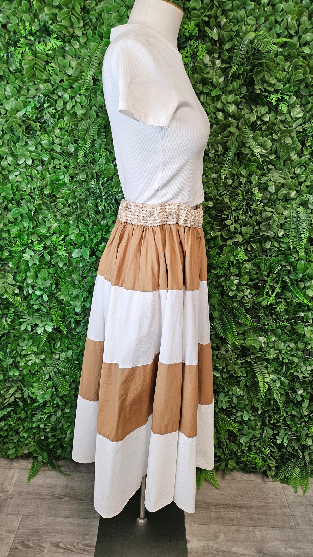 Trelise Cooper Tan/White Stripe Dream Skirt