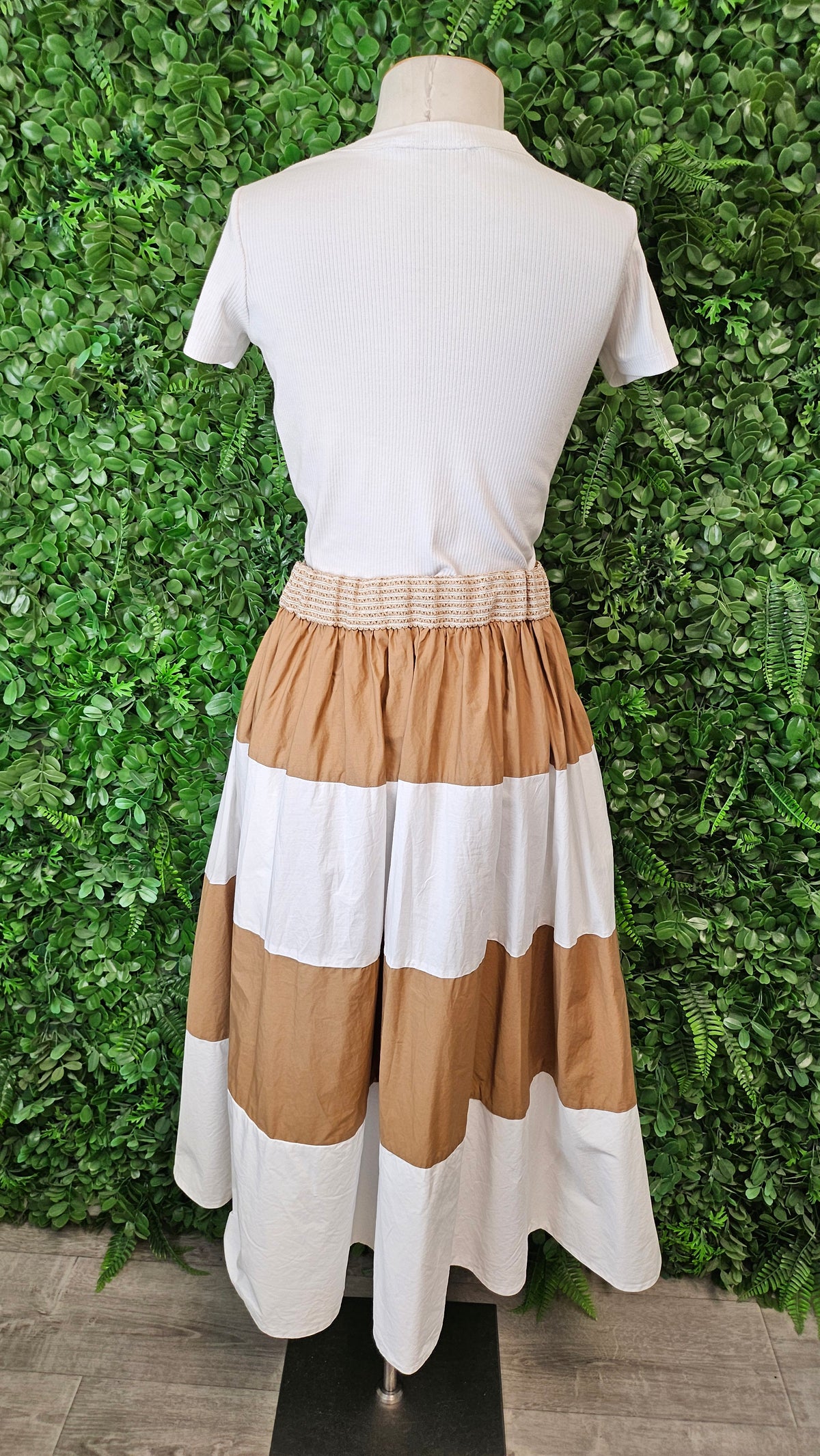 Trelise Cooper Tan/White Stripe Dream Skirt