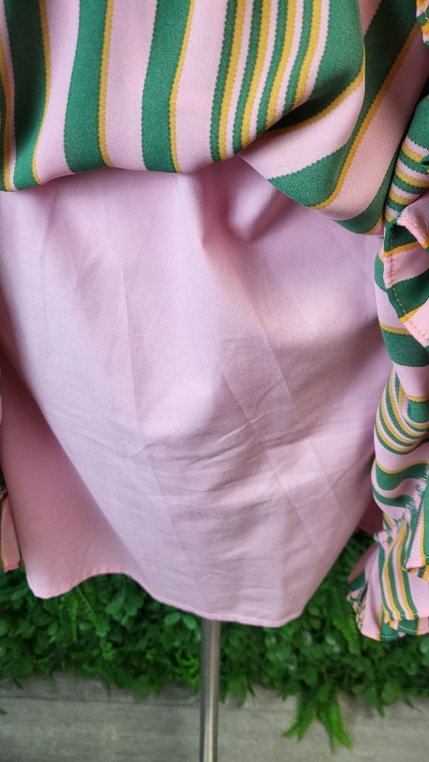 Augustine Pink/Green Ruffle Hem Dress (8)