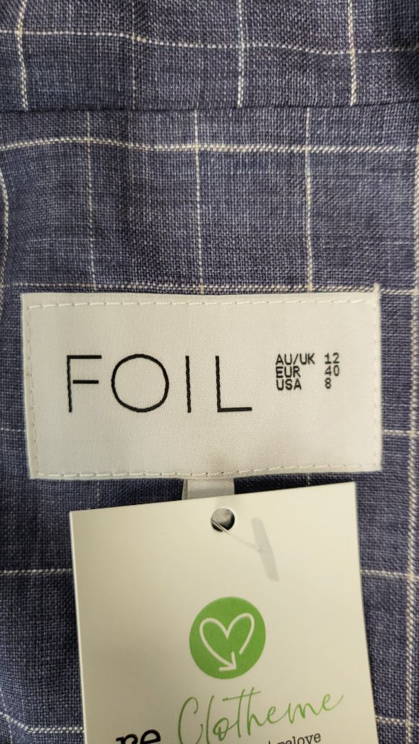 Foil  Linen Blazer Blue Check