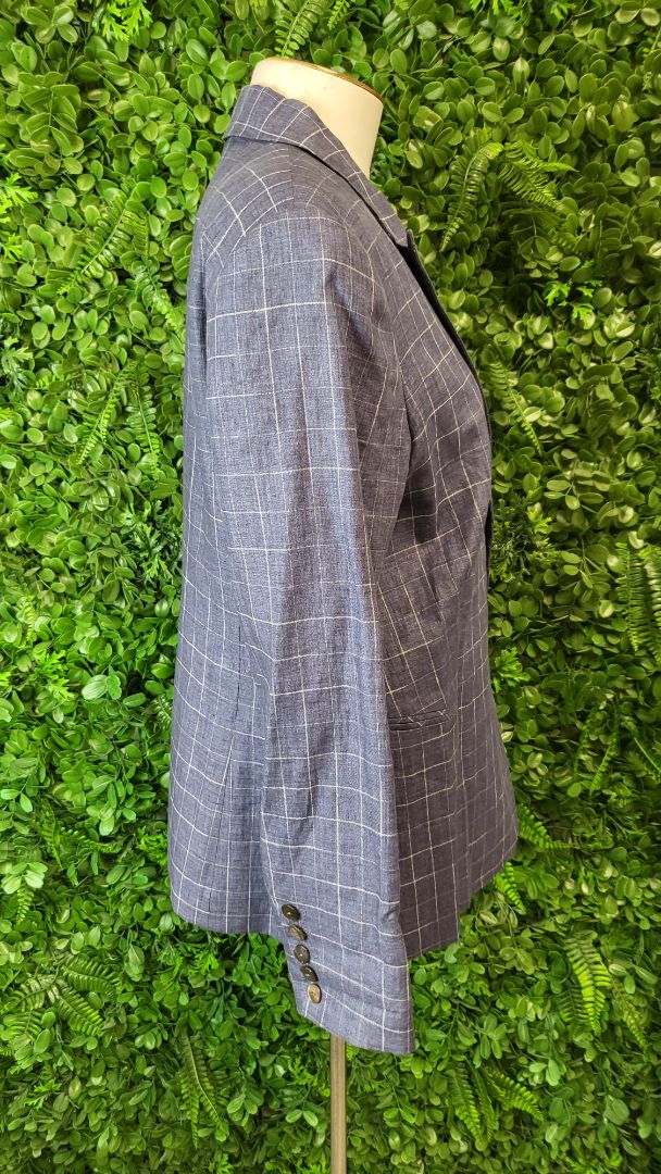 Foil  Linen Blazer Blue Check