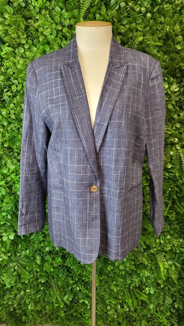 Foil  Linen Blazer Blue Check