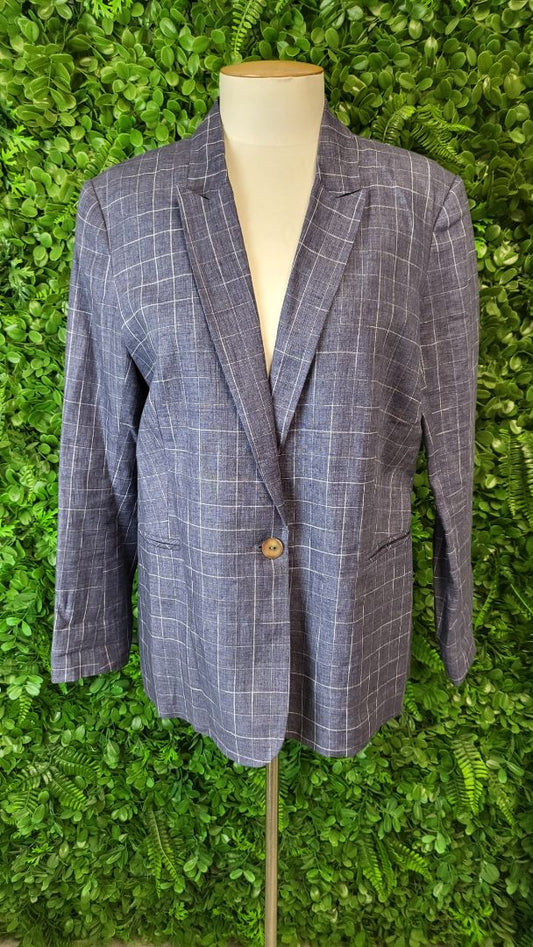 Foil  Linen Blazer Blue Check