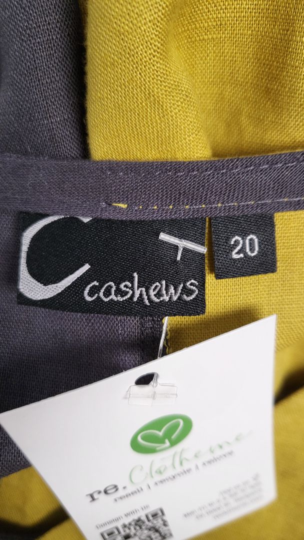 Cashews Mustard/Grey Linen Contrast Dress (20)
